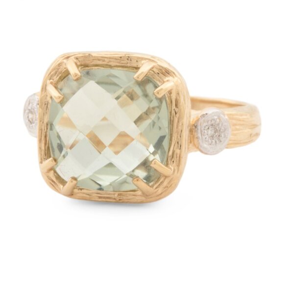 I. REISS Made In Israel 14kt Gold Citrine And Diamond Ring - Picture 1 of 2